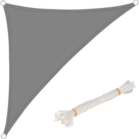 Dreieckiges Sonnensegel 5x5x7 m, aus HDPE, Sonnenschutz mit UV-Schutz für Garten oder Camping, Grau (1/4)