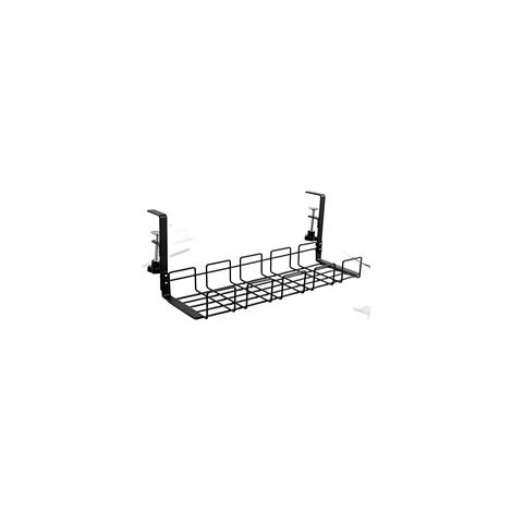 Bandeja organizadora de cables debajo del escritorio, organizador de cables negro para escritorio, sin perforaciones, soporte para cables de metal, bandeja organizadora para cables y regletas de enchu (1/5)