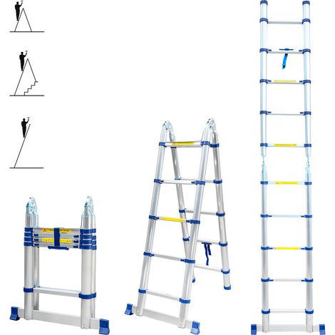 Scala telescopica articolata in alluminio 3,2 m (1,6 + 1,6) Stempakt Hostrom, leggera, compatta e pieghevole, altezza di lavoro massima 4,1 m, carico massimo 150 kg, garanzia di 5 anni