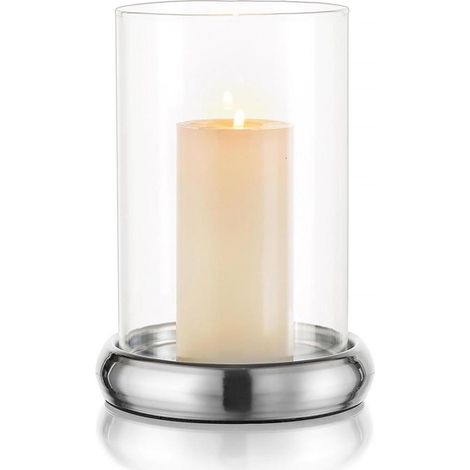 Windlicht Glaszylinder Kerzenständer Kerzenhalter Tischdeko Silber (1/5)