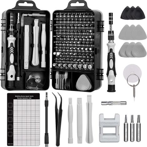 122 en 1 Kit Tournevis De Précision, Kit de Réparation, Mini Tournevis Kit Outil Informatique pour PC, MacBook, iPhone, Lunettes, Montre, Smartphone, Appareil Photo, Montres,etc (1/5)