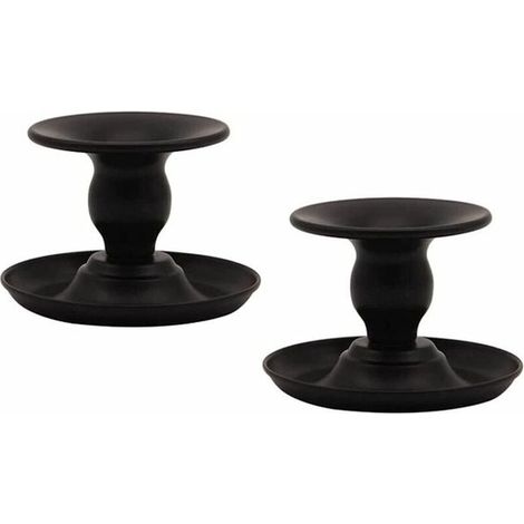 Bougeoirs pour Noël et anniversaires, 9,5 x 6,5 cm, lot de 2, noirs (1/5)