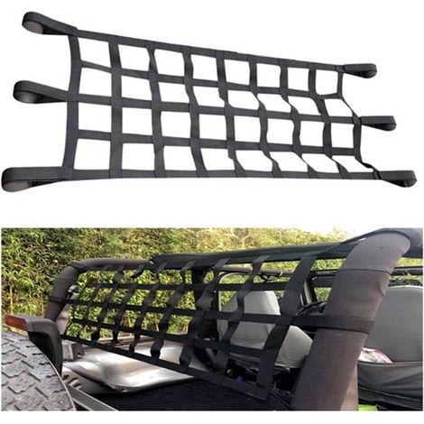 Filet de Toit de Voiture,Filet de Toit de Voiture Multifonction Hamac Souple Hayon Cargaisons Maille de Remplacement pour JK JL RJ filet de coffre robuste (1/5)