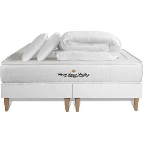 Komplettpaket Bett - Matratze 160x200 cm + 2 Boxspringbetten (Monoblock) + 2 Kopfkissen + Bettdecke - Nottingham