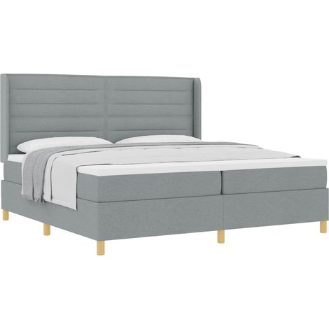 Maison Exclusive - Letto a molle con materasso Grigio chiaro 200 x 200 cm Tessuto (1/5)