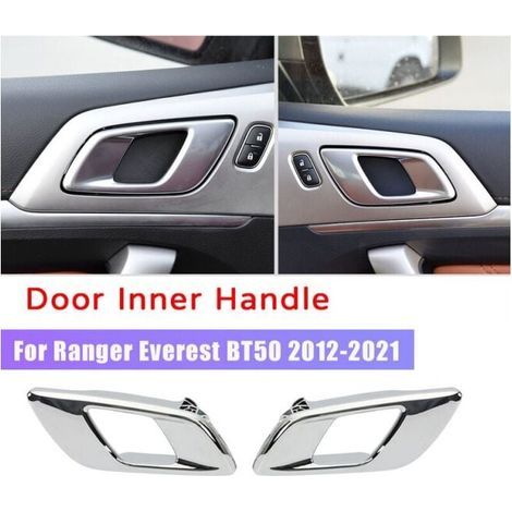 Juego de manijas interiores cromadas para las puertas de los vehículos Ford Ranger 2012-2021, Everest 2015-2021 y Mazda BT50 2012-2019 (izquierda y derecha). (1/4)