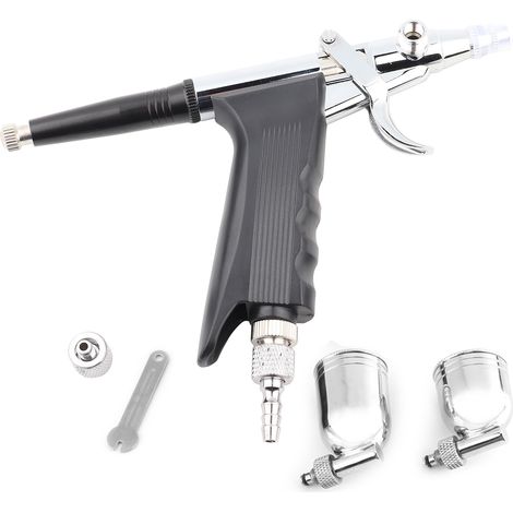 Pistolet aérographe à gâchette avec 2 tasses pour art et peinture polyvalent (1/5)