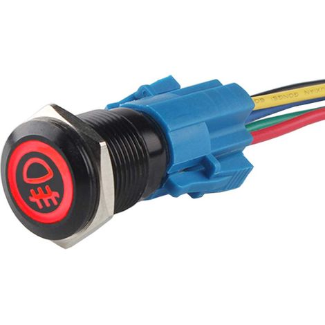 Noir Coque 19mm Interrupteur à Bascule Rouge LED 12V 3A Bouton Poussoir Voiture Métal Interrupteur étanche Lumière de Brume Prise de Courant (1/5)