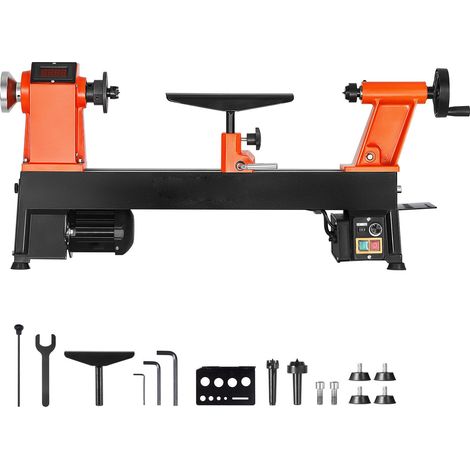 Tour à bois 750W, vitesse variable 150-3800 tr/min, moteur sans balais, banc 304x465 mm, construction en fonte. (1/5)