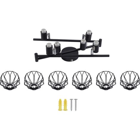Support de pied de lampe rotatif à 6 têtes, pliable, noir, rail 85-265V pour ampoules E14 (1/5)