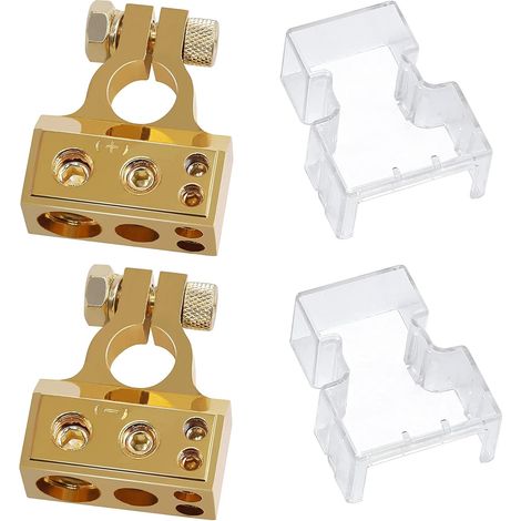 Paire Cosses Batterie Voiture Connecteurs de Borne Kit Positive & Negative Battery Terminal avec Coque Transparente Durabl (1/5)