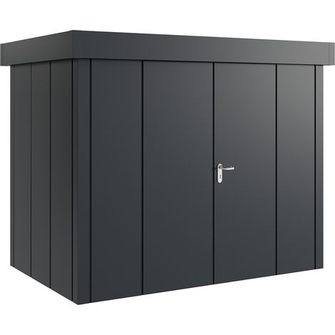 Hörmann Metall-Gerätehaus "Juno" mit Flachdach, JFD8 - Design, 262 x 166 cm (B x T), anthrazit, 2-flüglige Tür (1/5)