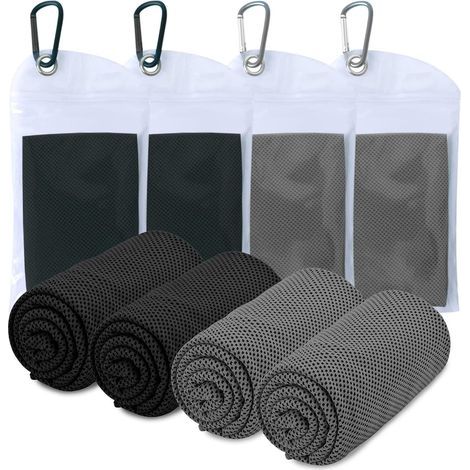 Lot de 4 serviettes rafraîchissantes pour le sport, soulager la glace, le froid, le refroidissement, le froid, le tissu absorbant la transpiration pour le