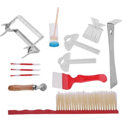 12pcs Outils D'apiculture Kit en Acier Inoxydable Outil de Ruche Abeille Brosse D'extraction Fourchette Apiculteur Ustensile Accessoires (1/5)