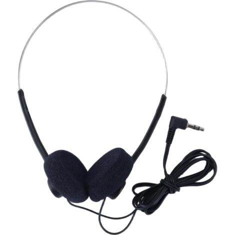 Cuffie circumaurali nere in stile retrò, mini cuffie stereo Hi-Fi leggere con cavo, compatibili con la maggior parte dei telefoni cellulari e dispositivi di riproduzione. (1/5)