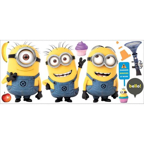 3 stickers Geants repositionnables Les Minions H 46 cm (1/3)