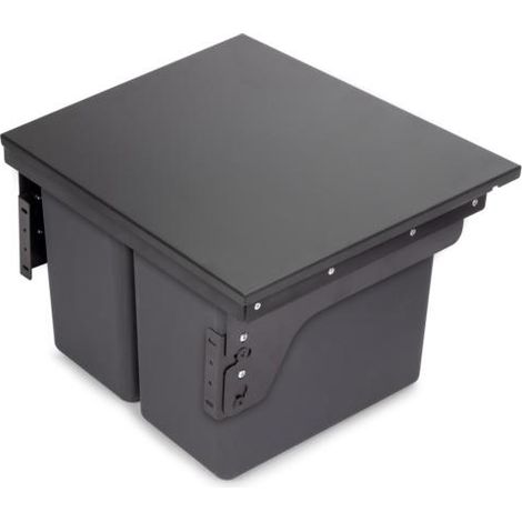 Emuca Contenedor de reciclaje para fijación lateral en mueble de cocina Recycle 2x24litros, Acero, Plástico gris antracita - (1/5)