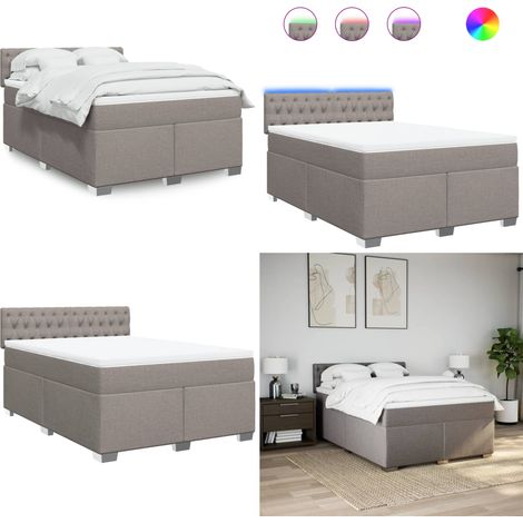 Sommier à lattes de lit avec matelas Taupe 140x190 cm Tissu - Sommier - Matelas à ressorts ensachés (1/5)