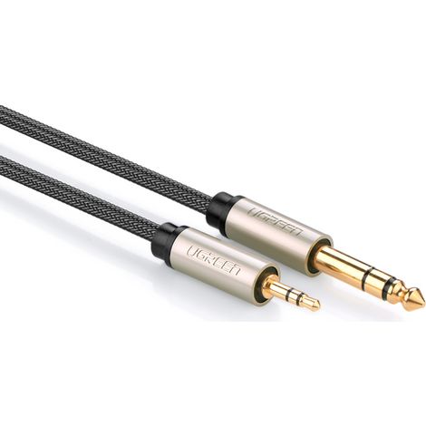 Cavo adattatore audio TRS mini jack da 3,5 mm a jack da 6,35 mm, 1 m, grigio (1/5)