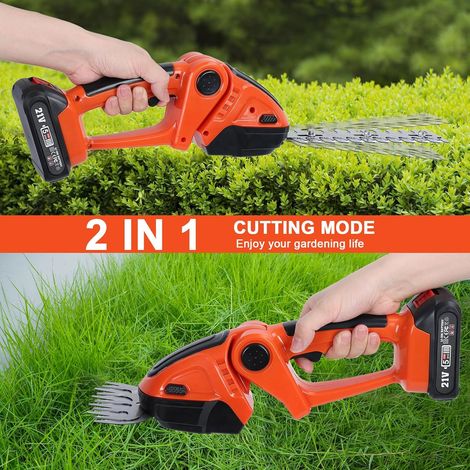 Tagliasiepi senza fili, confezione da 2, alimentato a batteria da 24 V, tagliaerba elettrico portatile, tagliasiepi e cespugli, cesoie per erba, per cortile, patio, giardino, prato (1/4)