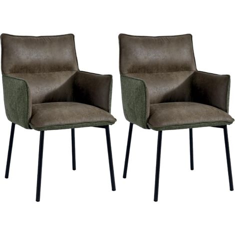 Lot de 2 chaises tissu microfibres vert Casita LOKKA