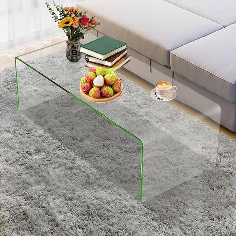 Tempered Glass Coffee Table, Modern Minimalist Living Room Coffee Table without Assembly, for Living Room, Bedroom, Apartment, Load 30 KG108 x 50 x 35 cm (1/5)