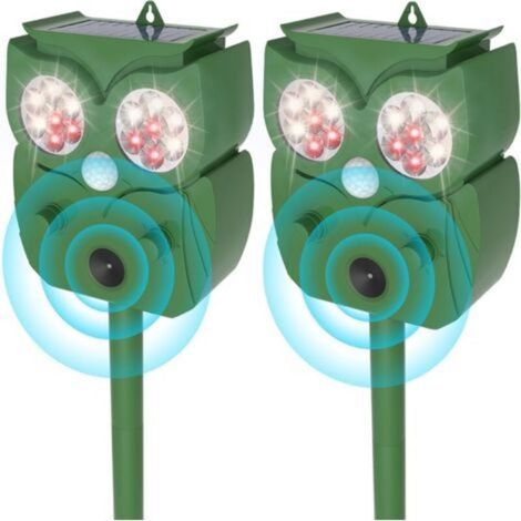 Ultraschall-Katzenabwehrgerät (2er-Pack), IP65 wasserdicht, einstellbare Frequenz zur Abwehr von streunenden Katzen, Tauben, Rehen und anderen Tieren (1/5)