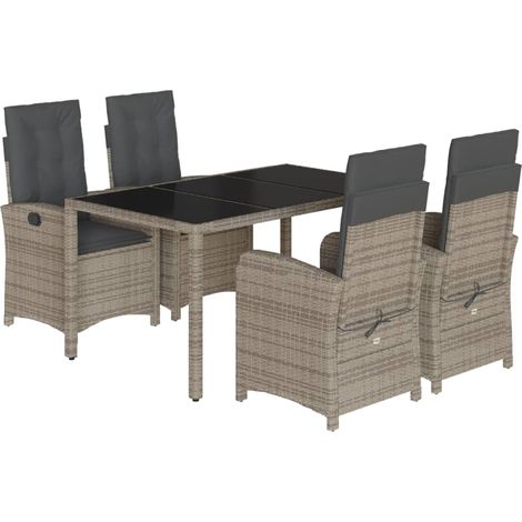 Maison Exclusive - Set da Pranzo da Giardino 5 pz con Cuscini in Polyrattan Grigio (1/5)