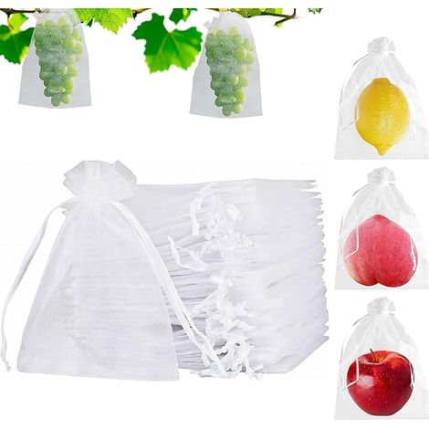 Sacs Protection pour Fruits et Raisins,80pcs Sacs Protection Raisin,Sachet Protection Fraise,Jardin Sac Organza avec Cordon,Sacs Filets Protection des Grappes,Fruit Tree Net Bag Réutilisable (1/5)