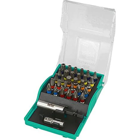 Heller 28913 9 Kit inserti 32 parti Croce Phillips, Croce Pozidriv, Taglio, Esalobata BO, Brugola interna incl. Cacciav (1/4)