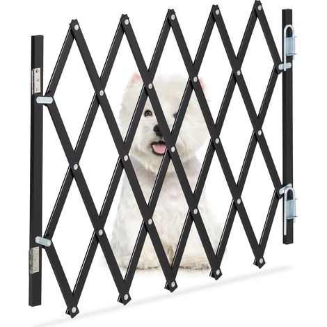 Relaxdays Hundeabsperrgitter ausziehbar bis 96 cm, 48,5-60 cm hoch, Bambus, Hunde Schutzgitter für Treppe & Tür, schwarz (1/5)