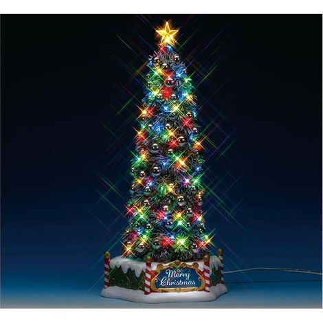 Lemax – Arbre de Noël majestueux 4.5V – Village de Noël – Dimensions 14.6 x 17 x 34 cm – Fonctionne sur piles ou adaptateur