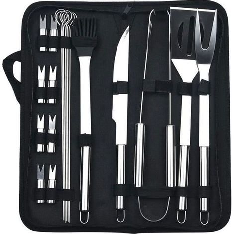 Ustensiles Barbecue Kit Barbecue Accessoire Acier Inoxydable Outil de Barbecue pour Cadeau pour Jardin Voyage ou Camping (1/4)