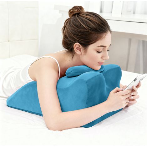 Ergonomisches Keilkissen aus Memory-Schaum für besseren Schlaf, zur Linderung von saurem Reflux und Sodbrennen – erhöhtes Stützkissen für Rücken, postoperative Erholung und Lesen, Blau (1/5)