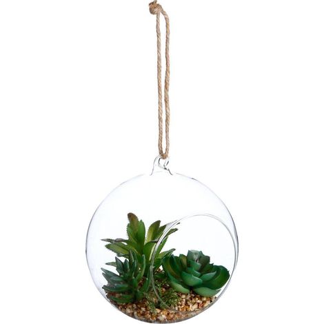 Plante artificielle en boule pot verre H17cm - Atmosphera créateur d'intérieur (1/3)