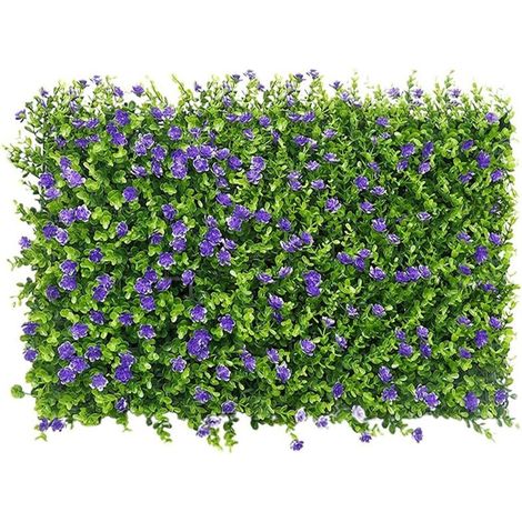 Pannelli murali in erba artificiale, 40x60 cm, pannelli per siepi artificiali, schermatura topiaria per giardino esterno, decorazione del cortile (fiori di eucalipto viola)