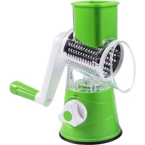 3Gratter grattugia multifunzionale per verdure, frutta, noci o nocciole, con manico girevole, 3 lame intercambiabili, verde Doty (1/4)