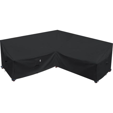 Housse robuste pour canapé d'angle d'extérieur, 85 po x 85 po, en forme de V, 5 places, imperméable, en tissu 600D, pour mobilier de patio et pelouse (noir nuit, en forme de V - 85 x 85 po) (1/5)