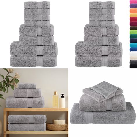 Juego de toallas premium SOLUND 8 unidades gris 600 gsm - Toallas de algodón - Toallas de invitado