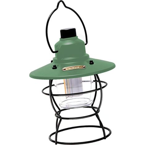 Retro-Campinglampe, tragbar, mit einstellbarer Helligkeit und mehreren Modi, ideal zum Angeln, Wandern, für Garten und Hof (grün). (1/5)