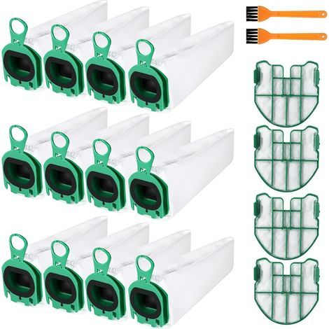 Lot de 12 Sacs d'aspirateur pour Vorwerk Kobold VB100,Sacs d'aspirateur,Avec 4 Filtres à Moteur, 2 Pinceaux,Supérieure pour Aspirateur Sans Filtre Kobold VB100 FP100 (1/5)
