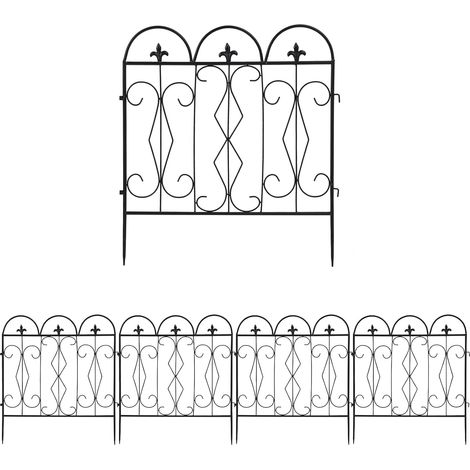 UNHO Valla jardín: 60 x 61 cm de metal para jardín, valla decorativa al aire libre, barrera de animales para césped, paisaje, cama de flores, valla vegetal, paquete de 5