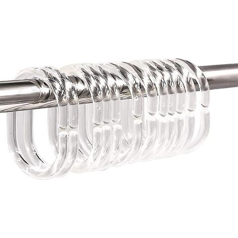 24pcs Anneaux De Rideau De Douche En Plastique En Forme De C Crochets De Rideau Pour Rideau De Porte, Rideau De Fentre (1/5)