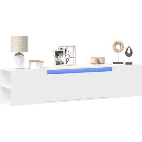 TV-Wandschrank mit LED-Beleuchtung Weiß 180x31x39,5 cm