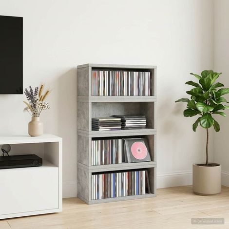 vidaXL Soporte para CDs 4 uds. Gris Hormigón 40 x 17 x 17 cm (1/5)