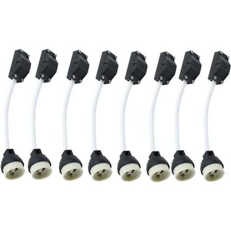 Lot de 10 -DOUilles en céramique GU10 avec connecteur de câble 2 A 250 V GU10 -DOUille adaptateur de base avec câble isolé pour lampe LED GU10 CFLS ampoule halogène encastré Downlight-DOU