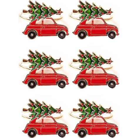 6 PièCes CréAtif Mignon Voiture Forme MéTal NoëL Porte-Anneau Multicolore Tissu Anneau Boucle Table DéCor (1/4)
