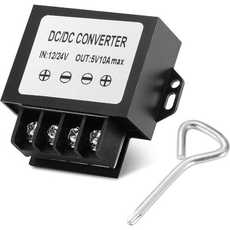 Convertisseur de puissance 12V/24V en 5V 10A 50W maximum avec tournevis, transformateur abaisseur DC 8-35V pour bandes lumineuses LED, haut-parleurs, pompes à eau, radios, voitures, (1/5)