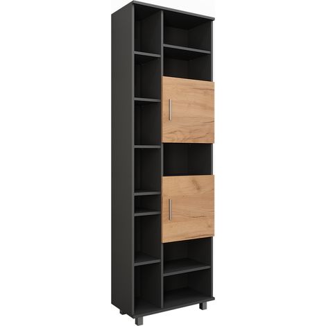 Hochschrank Ilias, Anthrazit/Goldkraft Eiche, 60.2 x 190 cm, Vicco