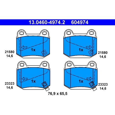 Kit de plaquettes de frein, frein à disque ATE 13.0460-4974.2 MITSUBISHI